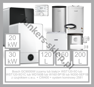 PAKIET BOSCH - GC9000iW + Zasobnik + CW400 + system kominowy 2581