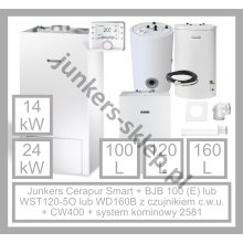 PAKIET JUNKERS - Cerapur SMART  +  zasobnik c.w.u.  +  CW400  +  system kominowy 2581