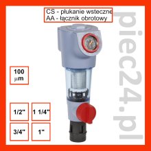 Honeywell Resideo Braukmann F74CS do wody z płukaniem wstecznym (z łącznikiem obrotowym, siatka filtracyjna 100 mikronów)